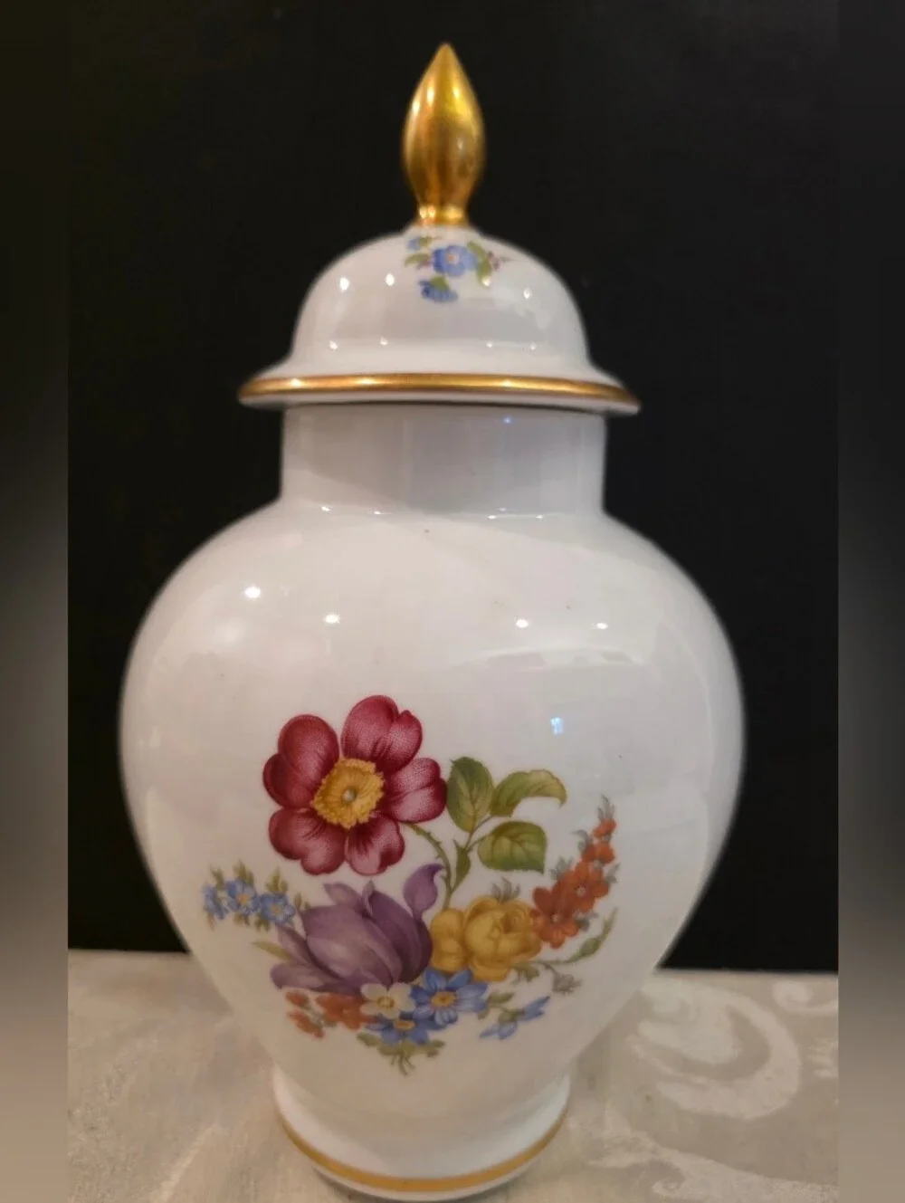 Vintage House of Goebel Bavaria Porcelain Lidded Urn/ Ginger Jar Handpainted